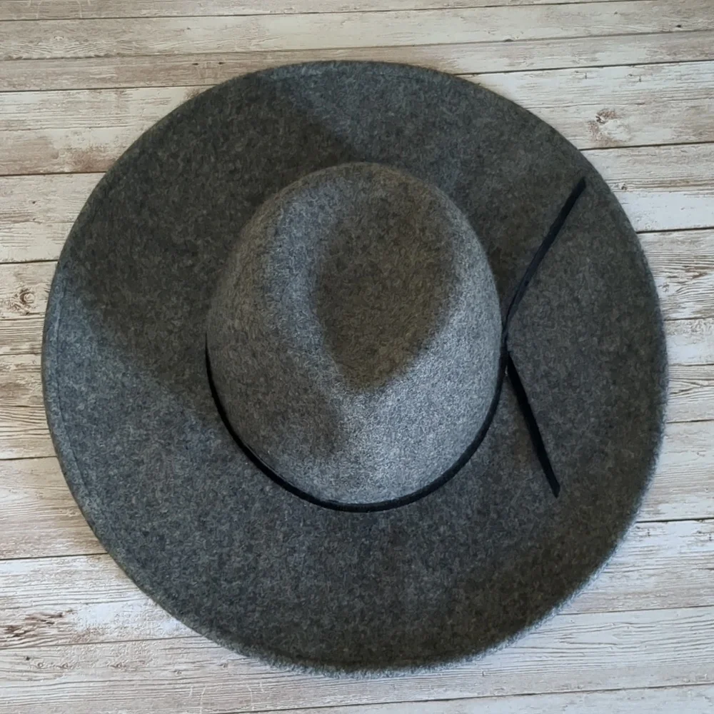 Free People Wool Wide Brim Fedora Hat Black Trim OS - Picture 8 of 14